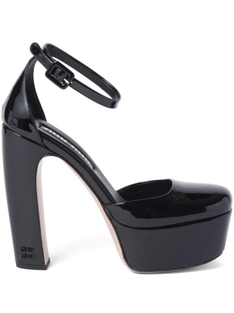 Miu Miu patent-leather platform pumps - Black Cover