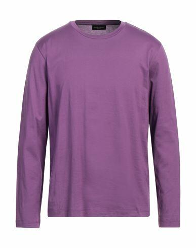 Roberto Collina Man T-shirt Purple Cotton Cover