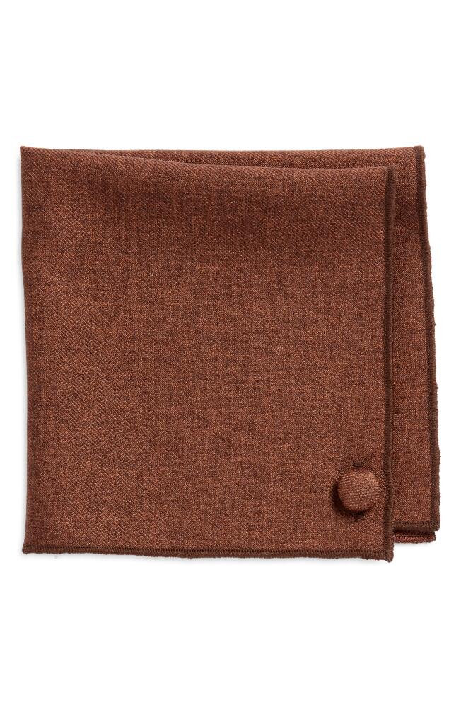 CLIFTON WILSON Solid Brown Wool Pocket Square Cover