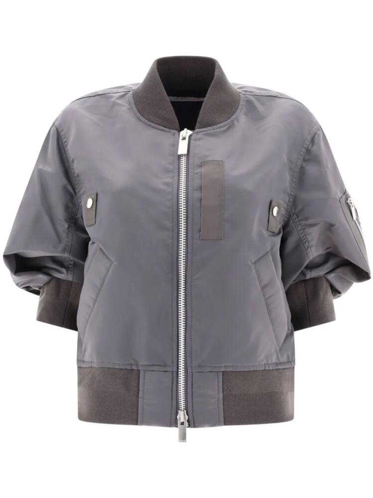 sacai half-sleeves zip-up bomber jacket - Grey Cover