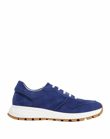 8 By Yoox Suede Leather Low-top Sneakers Man Sneakers Bright blue Calfskin Cover