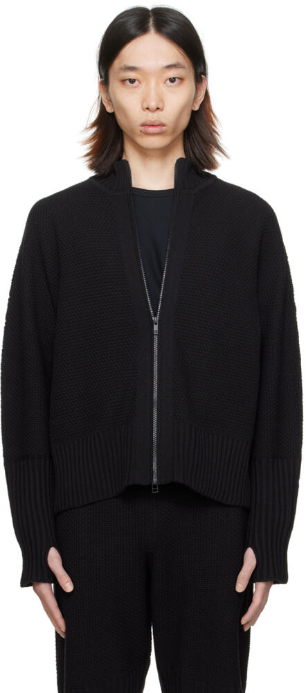 HOMME PLISSÉ ISSEY MIYAKE Black Rustic Knit Sweater Cover