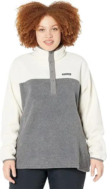 Columbia Plus Size Benton Springs 12 Snap Pullover (City Grey Heather/Chalk) Women's Long Sleeve Pullover Cover