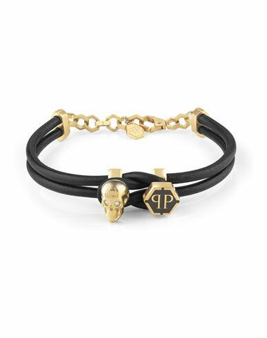 Philipp Plein 3d $kull Crystal Calf Leather Bracelet Man Bracelet Gold Calfskin Cover