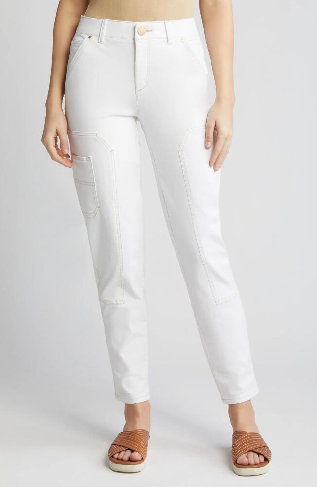 Wit & Wisdom 'Ab'Solution High Waist Ankle Straight Leg Carpenter Pants in Optic White Cover