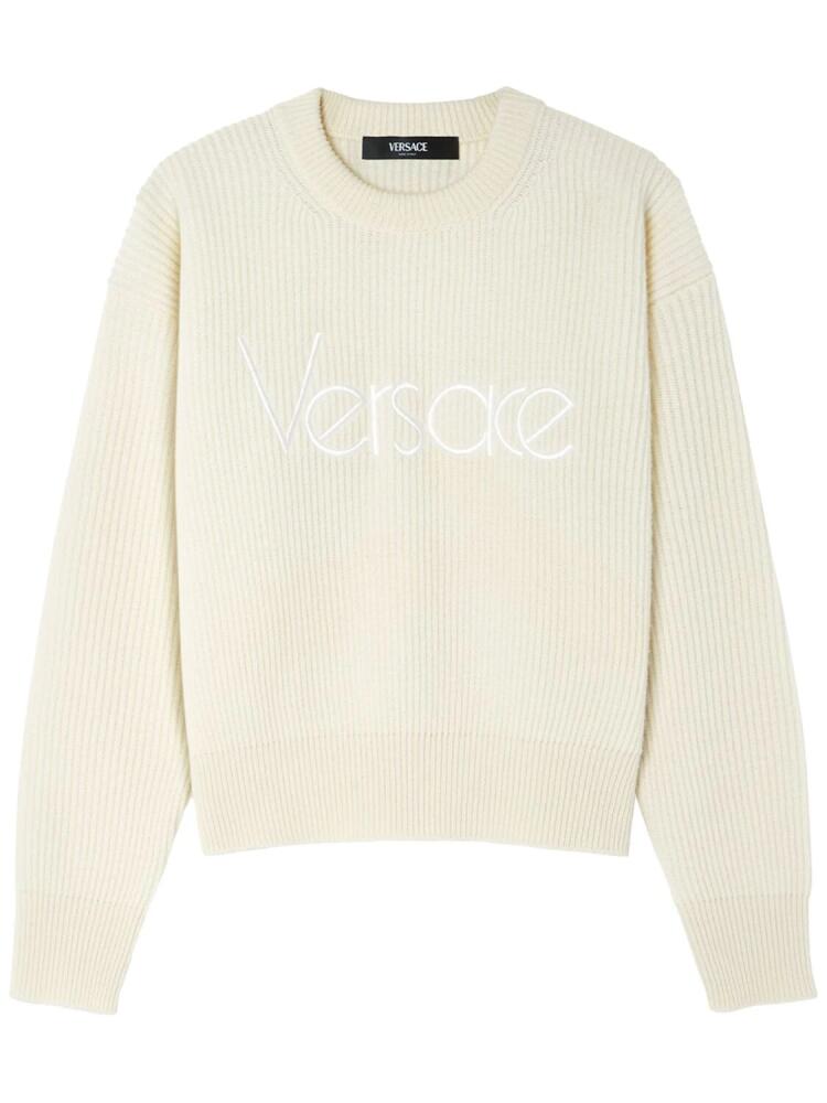 VERSACE Embroidered '80s Logo Rib Knit Sweater Cover