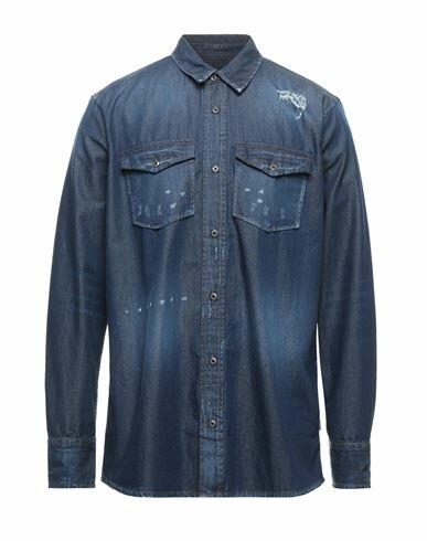 John Richmond Man Denim shirt Blue Cotton Cover