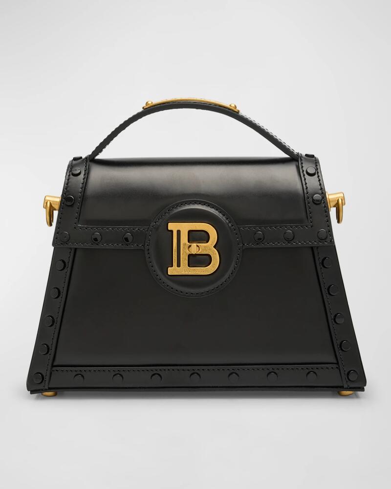 Balmain BBuzz Dynasty Top-Handle Bag in Glazed Leather Cover