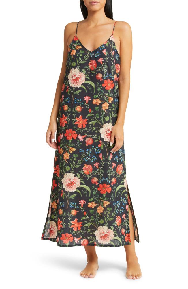 Desmond & Dempsey Floral Cotton Nightgown in Persephone Black/Multi Cover