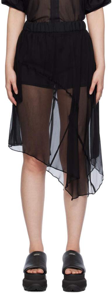 sacai Black Asymmetric Midi Skirt Cover