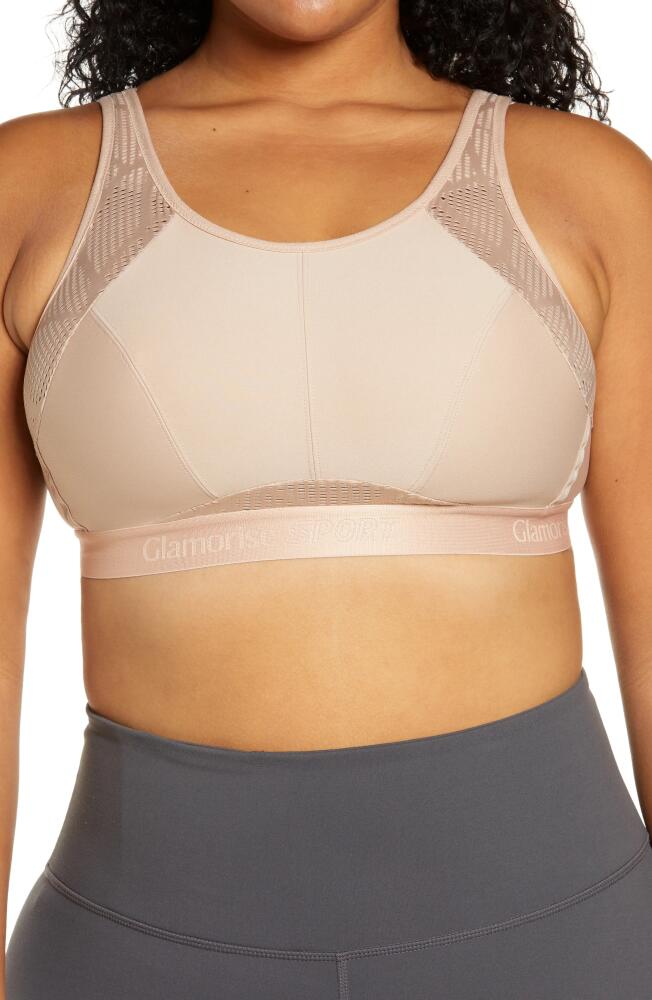 Glamorise No-Sweat Full Figure Mesh Sports Bra in Brown Cover