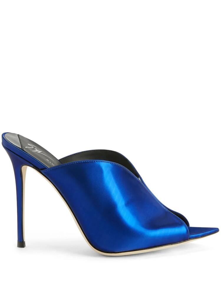 Giuseppe Zanotti Intriigo Muse 105mm metallic-effect mules - Blue Cover