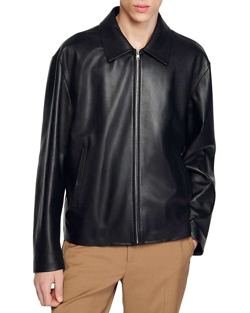 Sandro Cuir Zip Front Leather Jacket Cover