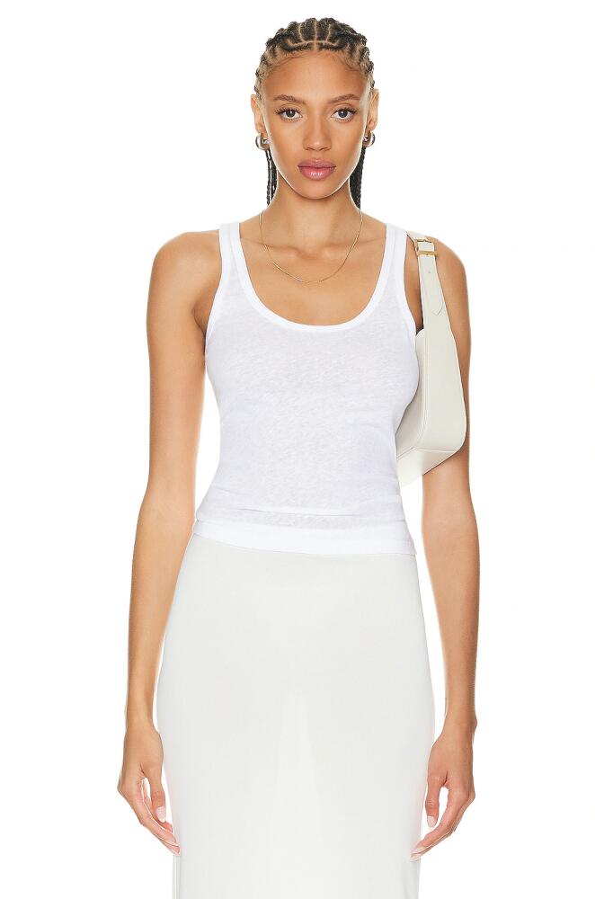 LESET Laura Scoop Neck Tank Top in White Cover