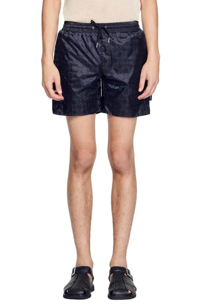 sandro Square Cross Swim Trunks in Black Cover