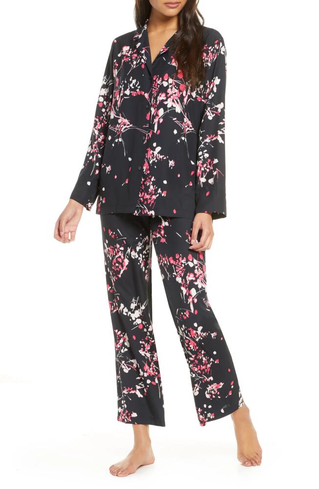 Natori Matsuri Satin Pajamas in Black/Pink Cover