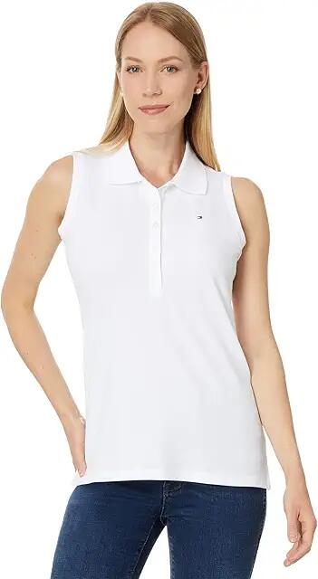 Tommy Hilfiger Sleeveless Solid Polo (Bright White) Women's Clothing Cover