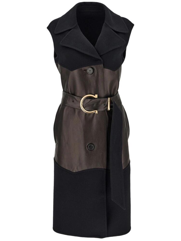 Ferragamo panelled belted sleeveless trench coat - Black Cover