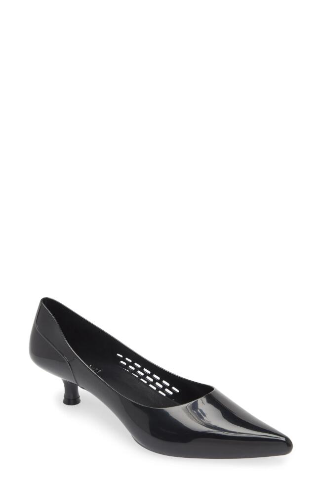 Jeffrey Campbell Millenni Pointed Toe Kitten Heel Pump in Black Shiny Cover