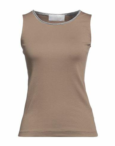 Fabiana Filippi Woman T-shirt Khaki Cotton, Elastane, Virgin Wool, Viscose, Silk Cover