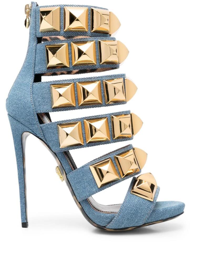 Philipp Plein studded denim 120mm sandals - Blue Cover