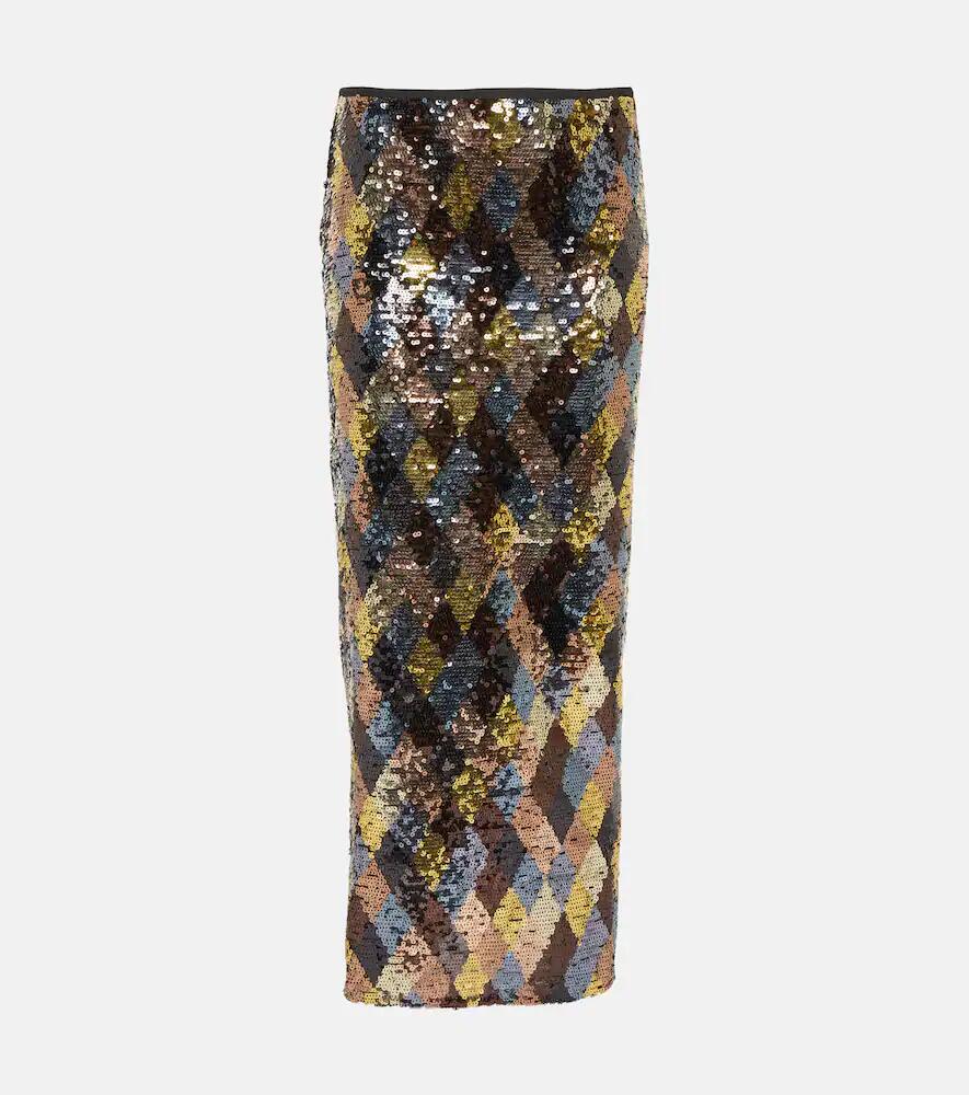 Rixo Kelly sequined crêpe midi skirt Cover