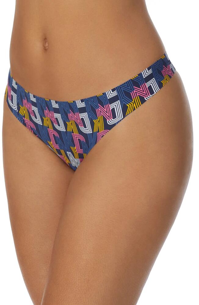 DKNY Litewear Cut Anywhere Thong in Striped Logo Cover