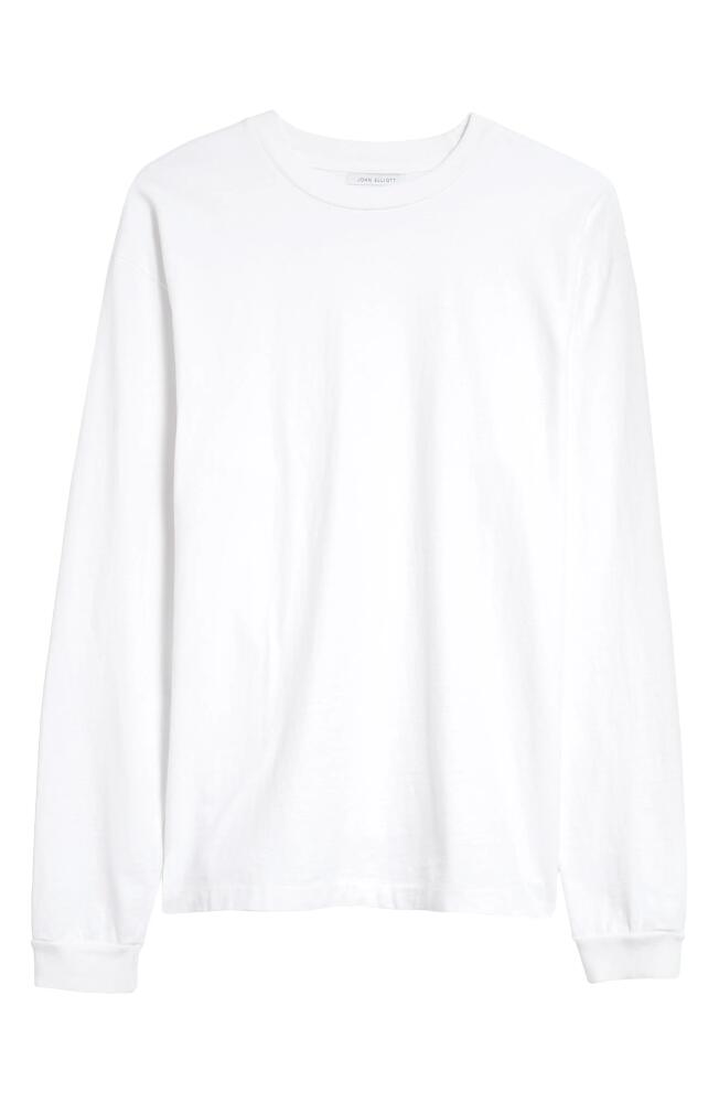 John Elliott University Long Sleeve Cotton T-Shirt in White Cover