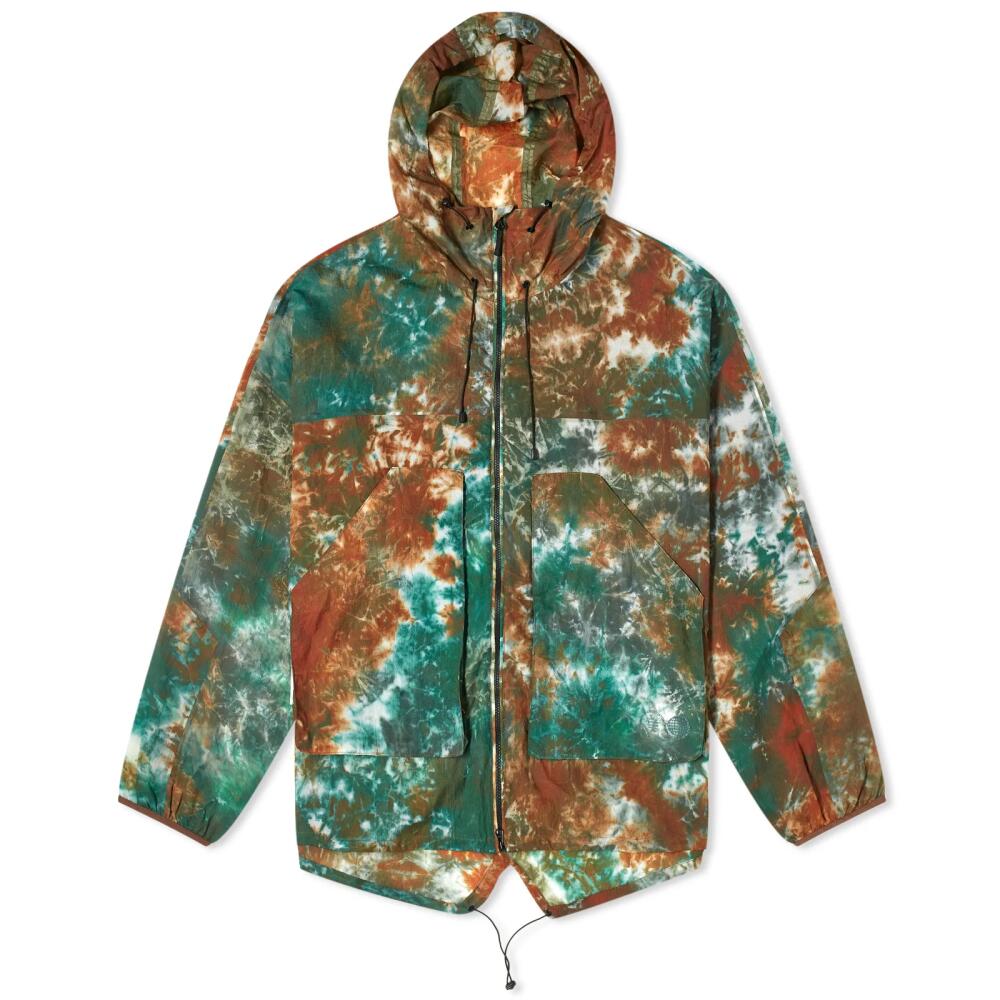 Purple Mountain Observatory Men's Fishtail Ripstop Hooded Jacket in Peach/Teal Tie Dye Cover