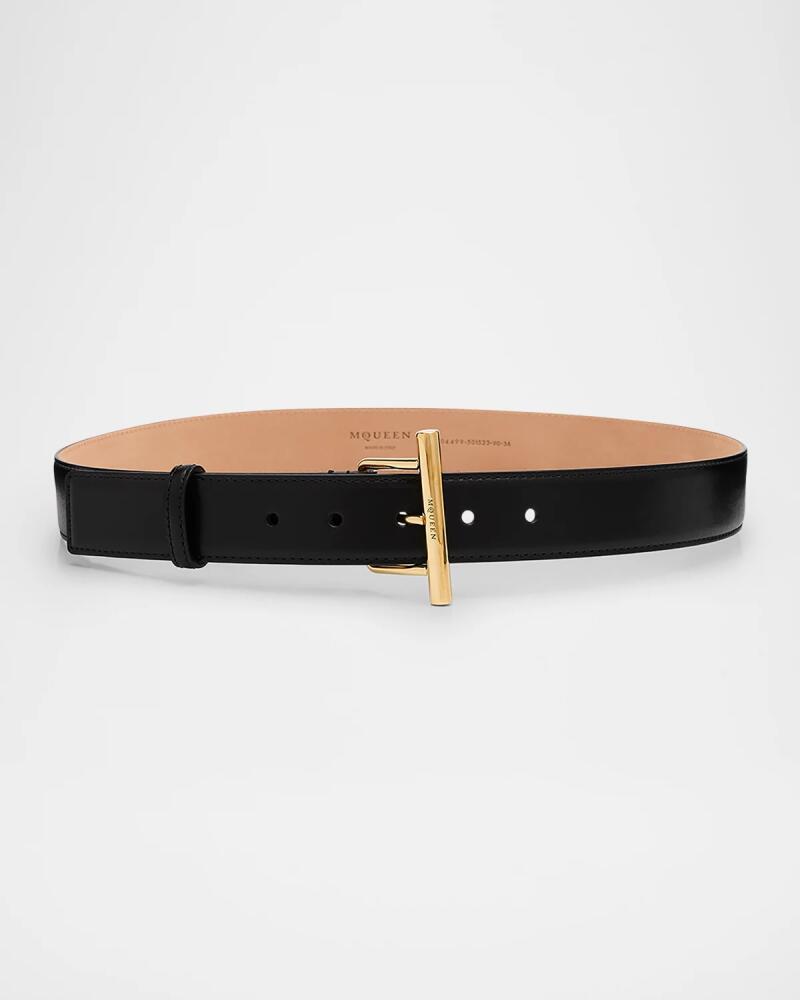 Alexander McQueen Golden Cross-Bar Leather Sling Belt Cover