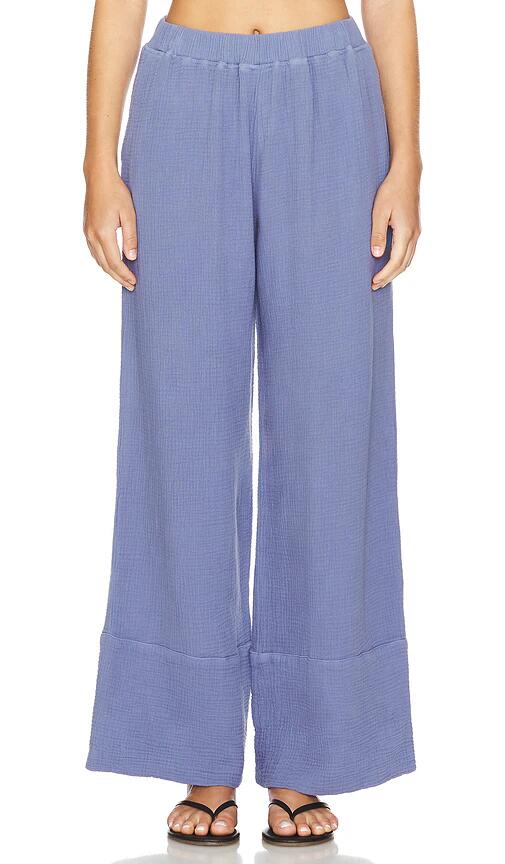 MONROW Gauze Wide Leg Pant in Blue Cover