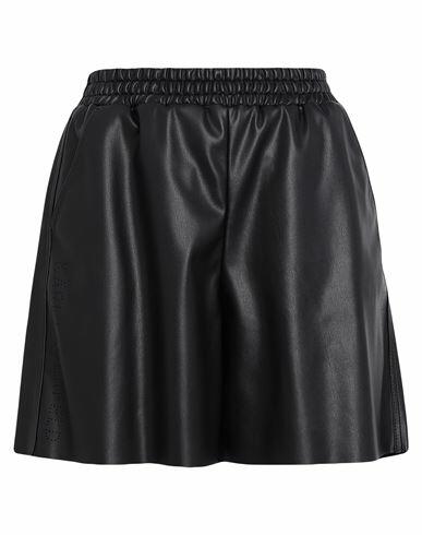 Karl Lagerfeld Perforated Faux Leather Shorts Woman Shorts & Bermuda Shorts Black Polyester, Polyurethane coated Cover