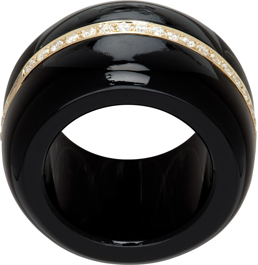 By Pariah Black & Gold Diamond Pebble Cocktail Ring Cover