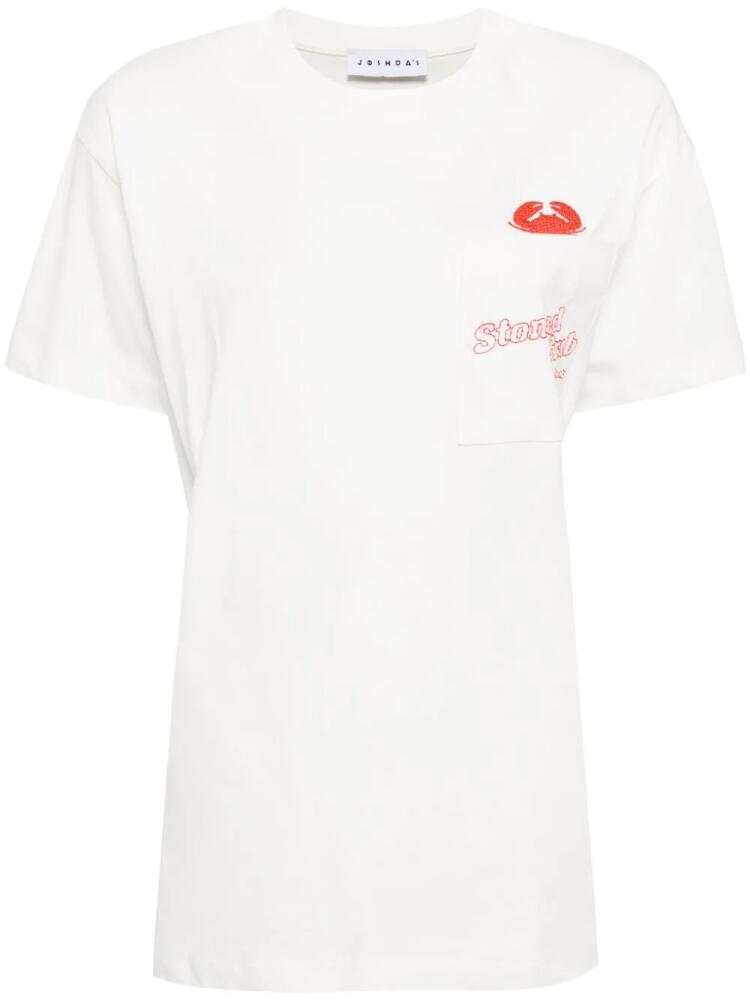 Joshua Sanders crab-embroidered cotton T-shirt - White Cover