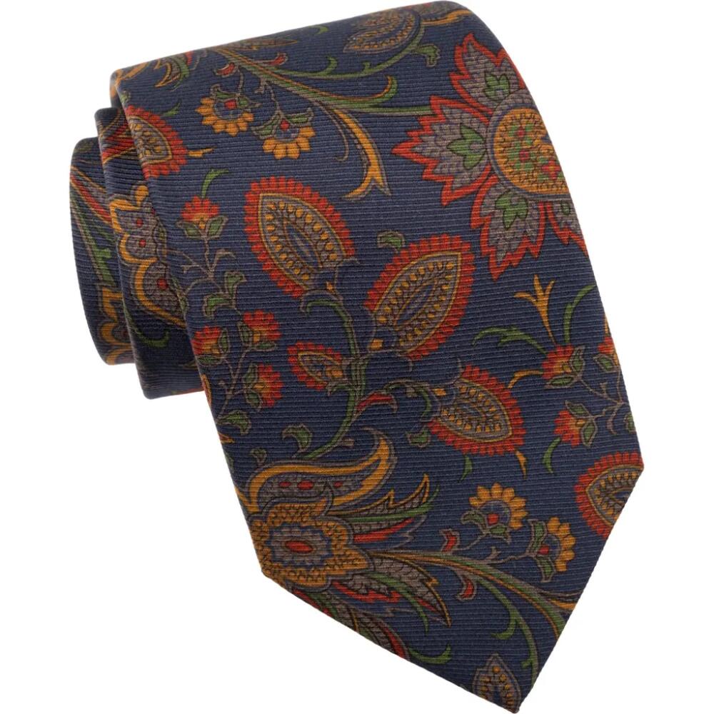 Elizabetta Borromeo - Extra Long Printed Silk Tie for Men in Navy Cover