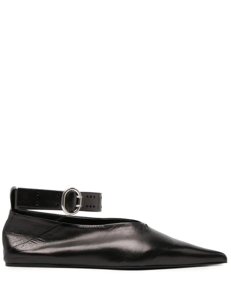 Jil Sander pointed-toe leather ballerina shoes - Black Cover