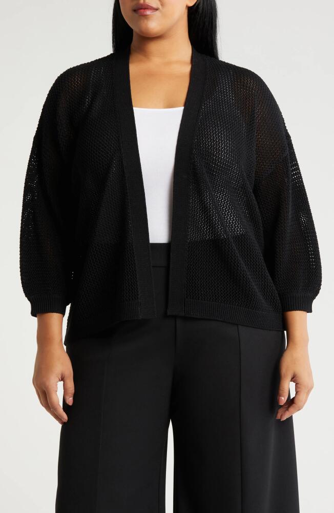 Nordstrom Open Stitch Open Front Cotton Cardigan in Black Cover