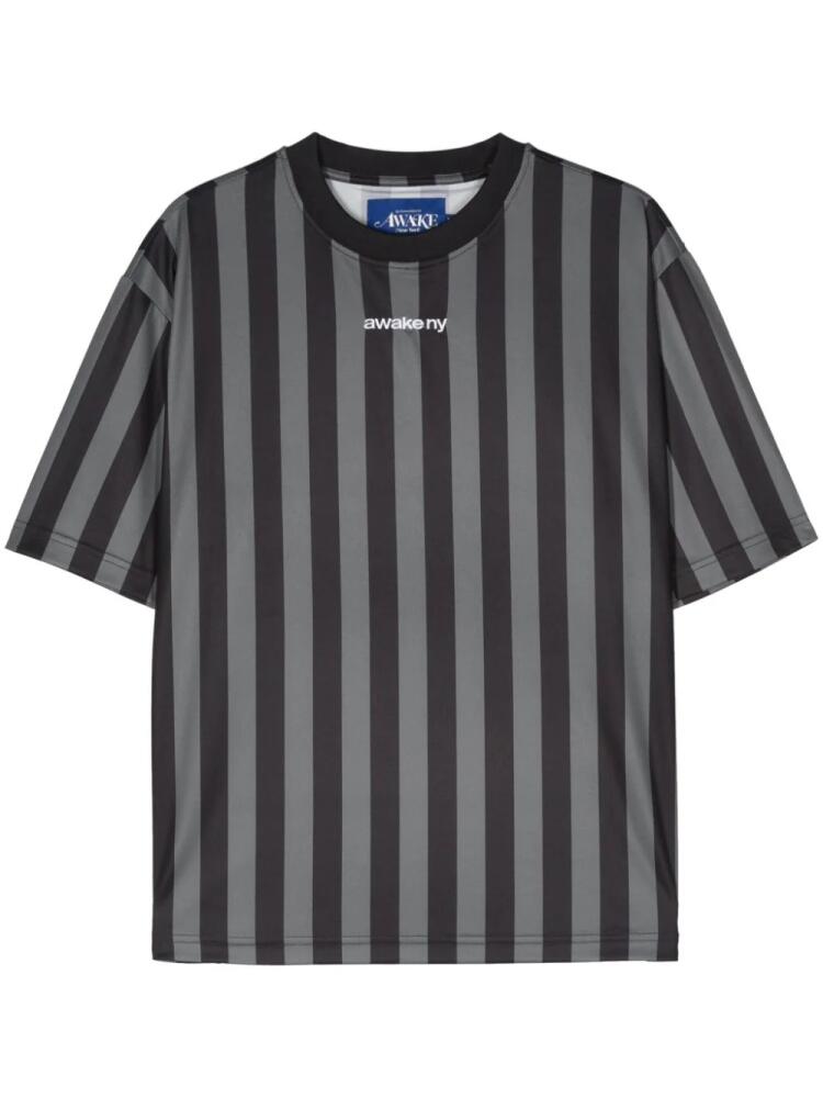 Awake NY logo-embroidered striped T-shirt - Black Cover