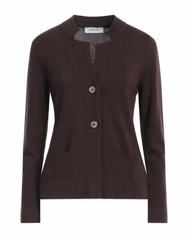 Gran Sasso Woman Cardigan Dark brown Virgin Wool, Viscose, Cashmere Cover