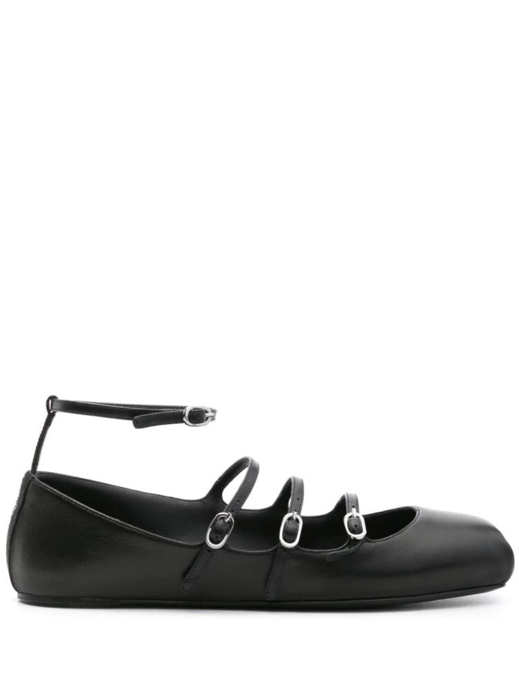 Alexander McQueen buckled-straps leather ballerina shoes - Black Cover