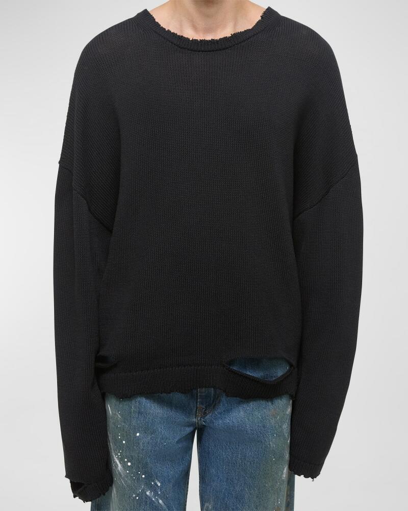 Helmut Lang Men's Distressed Crew Sweater Cover