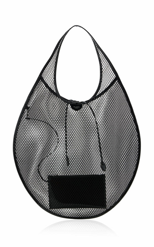 ALAA - Leather-Trimmed Mesh Tote Bag - Black Cover