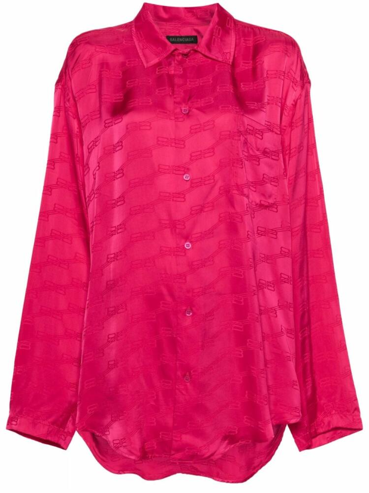 Balenciaga jacquard-logo satin shirt - Pink Cover