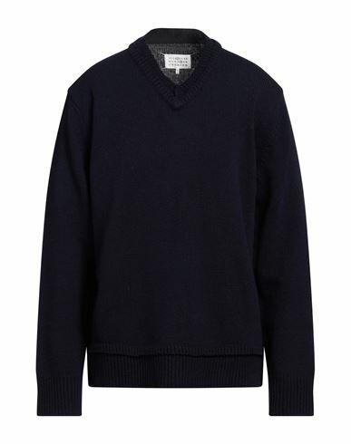 Maison Margiela Man Sweater Midnight blue Wool, Linen, Cotton, Calfskin Cover