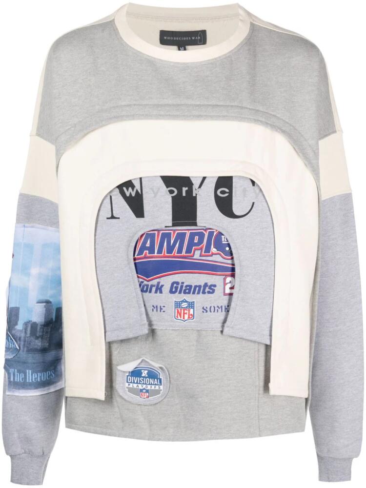 Who Decides War graphic-print layered sweatshirt - Grey Cover