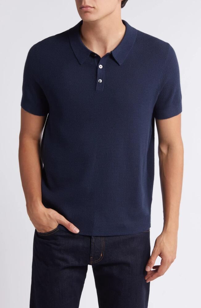 Nordstrom Short Sleeve CoolMax® & Wool Polo Sweater in Navy Blazer Cover