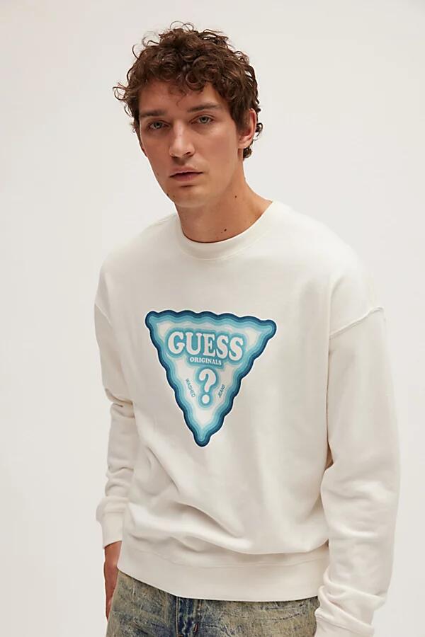 GUESS JEANS GUESS ORIGINALS Multicolor Triangle Logo Crew Neck Sweatshirt in Ivory Cover