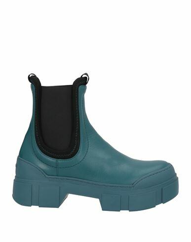 Vic Matiē Woman Ankle boots Deep jade Soft Leather, Textile fibers Cover