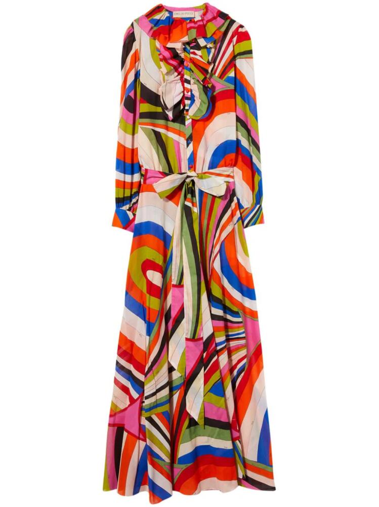 PUCCI graphic-print ruffled maxi dress - Blue Cover