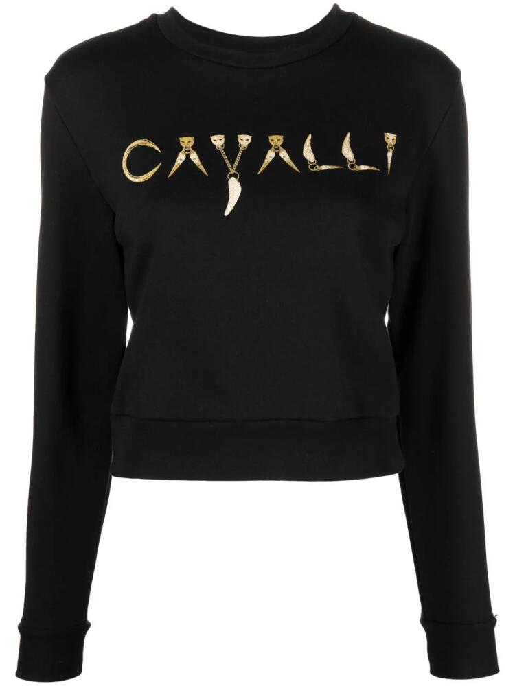 Roberto Cavalli logo-print crew sweatshirt - Black Cover